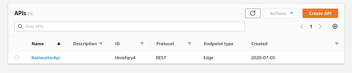 API Gateway コンソール画面 (1)